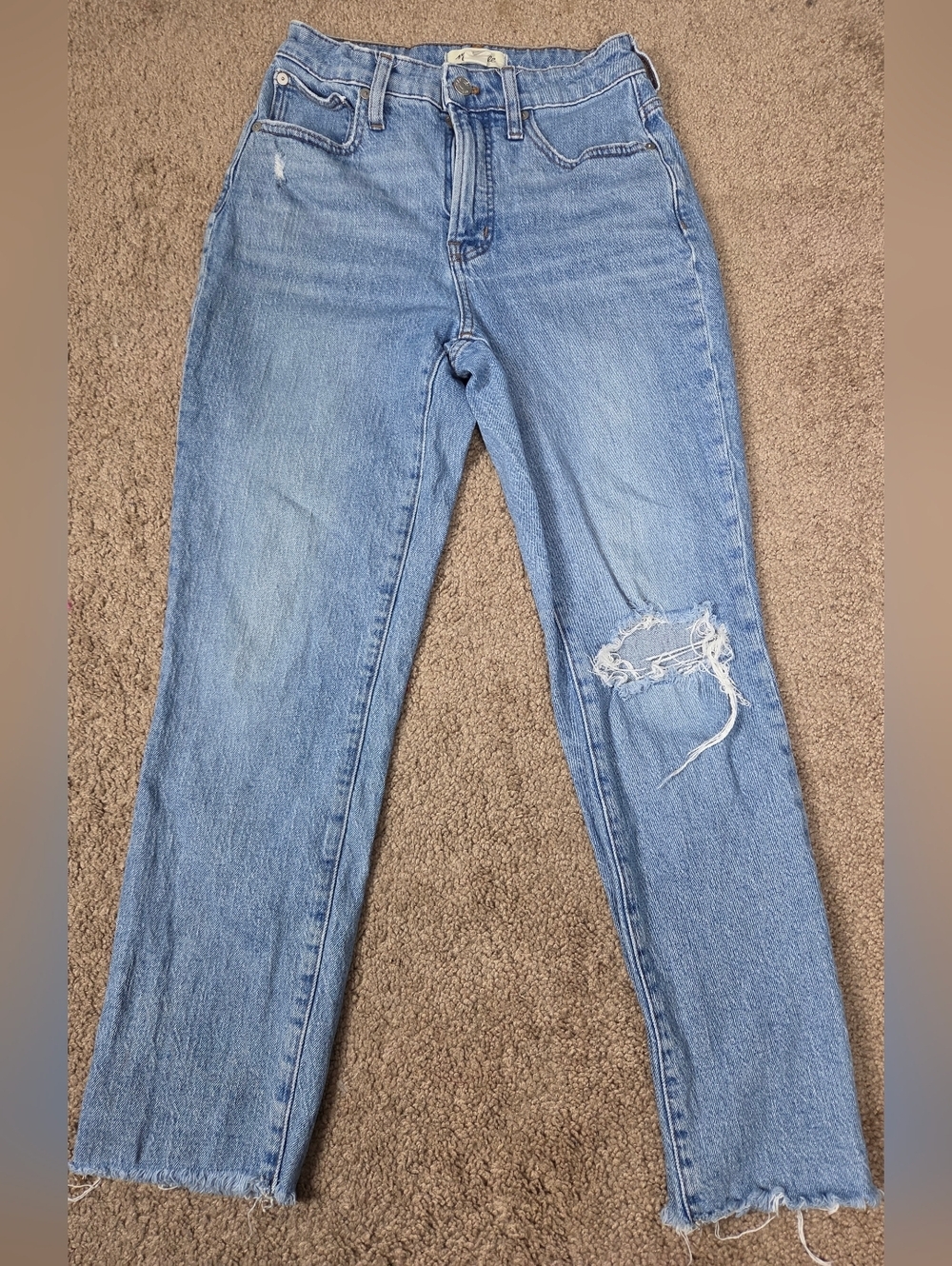 Light Blue Women’s Distressed Straight-Leg Jeans